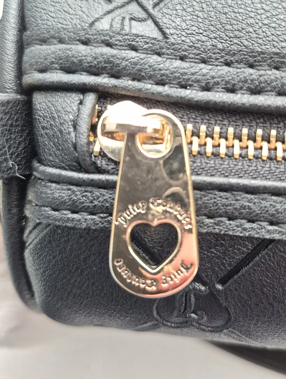 Juicy Couture Black Barrel Bag Heart Charm Teddy Keychain Y2K Crossbody NWT